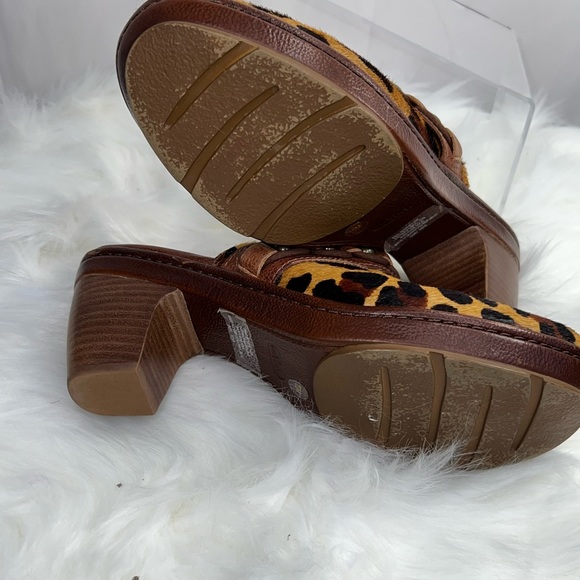 REAL Bovine Hair Leopard print NURTURE Leather Women Mule Heels 10 M - Picture 4 of 6